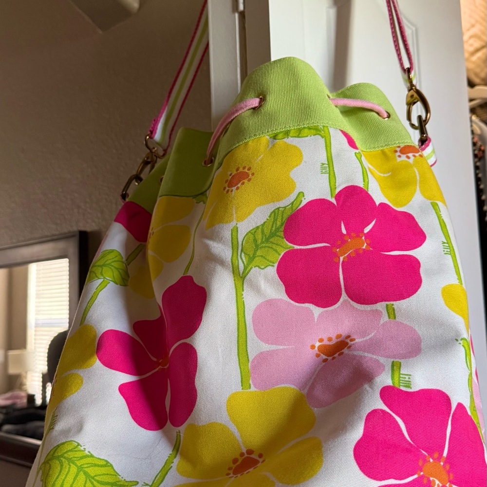 Lilly Pulitzer Pink and Yellow Floral Backpack - Picture 2 of 7